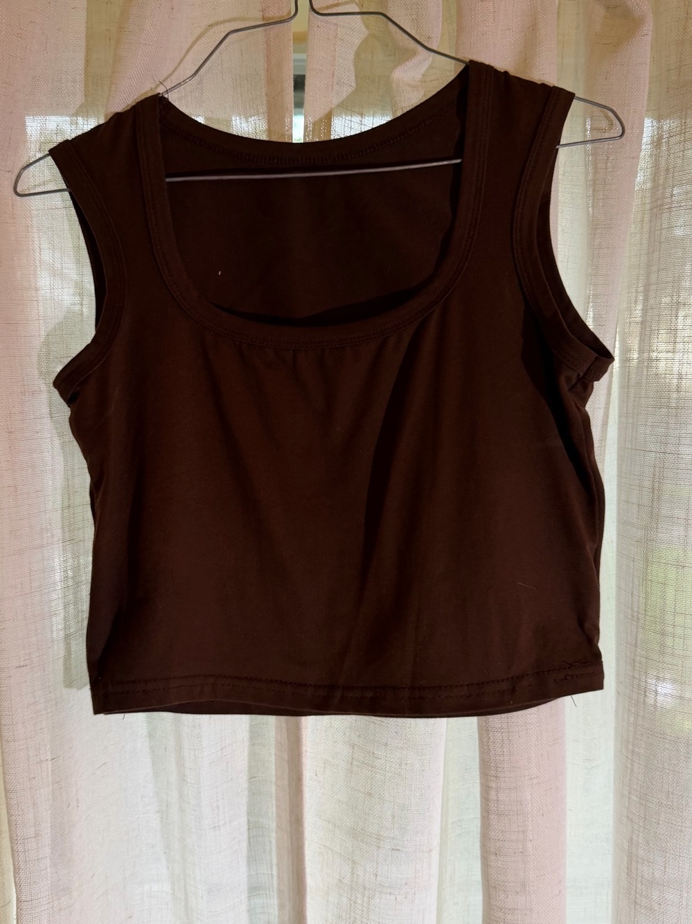 Sleeveless Scoop Neck Crop Top - Brown
